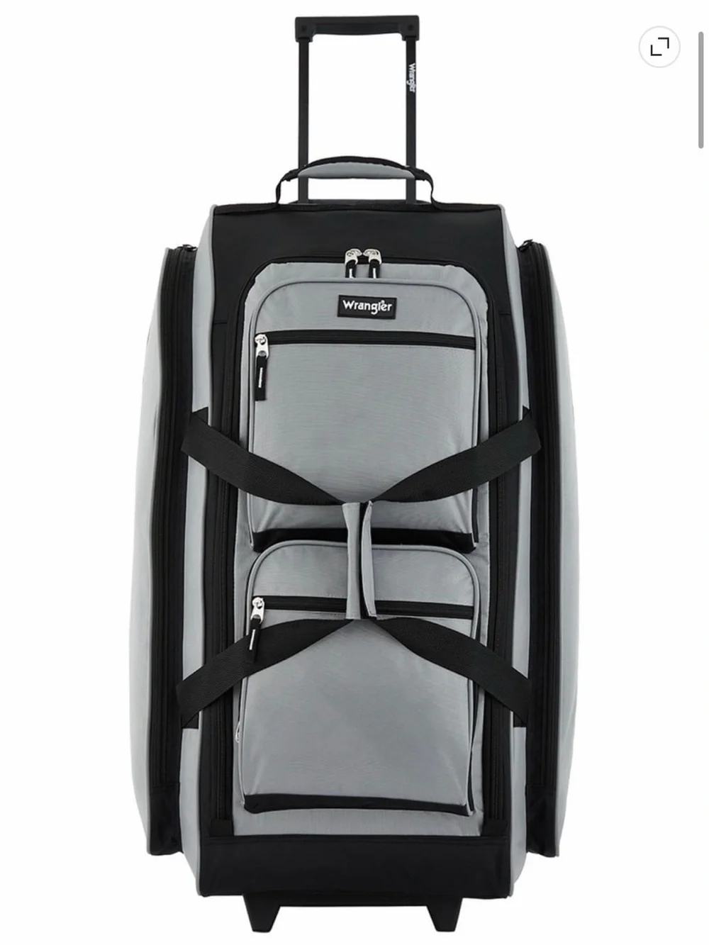 Wrangler Light Gray and Black Rolling Travel Duffel